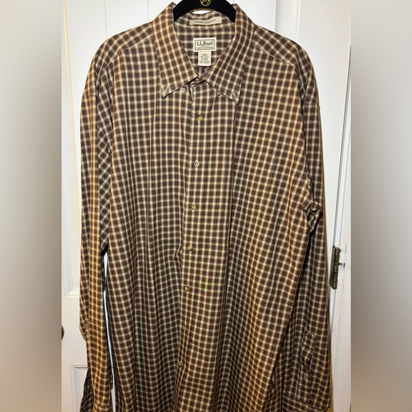 LL Bean XL Tall Wrinkle Res Plaid Long Sleeve Button Up Outdoor Fishing Hiking - Picture 1 of 4